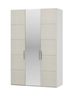 Шкаф трехстворчатый Браво Вива ШР-3 с зеркалом Белый Белый глянец с накладками сбоку