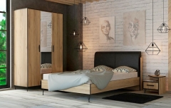 Комплект мебели для спальни Ивару Лофт 01 Дуб Крафт Золотой Черный