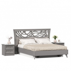 Кровать двуспальная 1600 с подъемным механизмом Любимый дом Джулия с тумбами Оникс серый