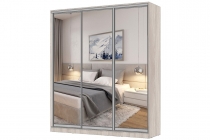 Шкаф Любимый дом четырехстворчатый с 2 зеркалами Вилладжио Алебастр/Дуб золотой