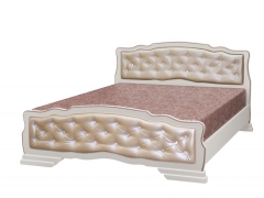 Кровать из массива Браво Карина-10 200х160 Дуб молочный Светлая экокожа