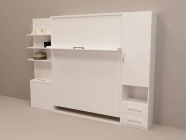 Шкаф-кровать Новый век Смарт 1 с полками 1600 левый Белая шагрень