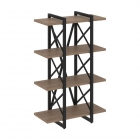 Стеллаж на регулируемых опорах - 4 полки Рива LOFT VR.L-MST.O-4.4V Металл черный Тиквуд темный