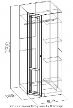 Фасад углового шкафа Стандарт Глазовская МФ Sherlock 63 Дуб Сонома спальня_65607