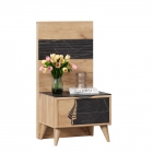 Тумба прикроватная Любимый дом Шелли левая с декоративным щитом Камень Пьетра чёрный