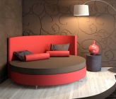 Круглая кровать Конкорд Caprice 200x200 Красная ткань