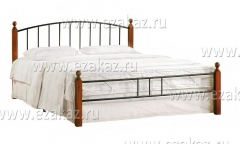 Кровать Tetchair AT-915 дерево гевея/металл, 160200 см Queen bed, красный дуб/черный