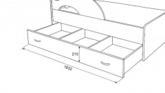 Ящик для кровати 160 Техномебель РАДУГА Дуб млечный / Оранжевый
