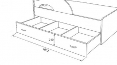 Ящик для кровати 160 Техномебель РАДУГА Дуб млечный / Зелёный