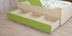 Ящик для кровати 160 Техномебель РАДУГА Дуб млечный / Зелёный