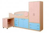 Набор модульной мебели Матрица для детской комнаты Юниор -12.2 МДФ матовый Дуб молочный/Лайм/Оранжевый