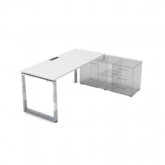 Стол рабочий, прямолинейный три опоры, правый ALSAV GLOSS LINE НСТП-О.989 Белый Премиум