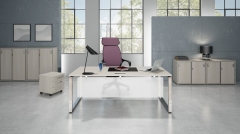 Стол рабочий, прямолинейный три опоры, правый ALSAV GLOSS LINE НСТП-О.994 Ivory