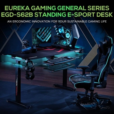 Геймерский стол c электрической регулировкой по высоте Eureka EUREKA ERK-EGD-S62B Черный с RGB