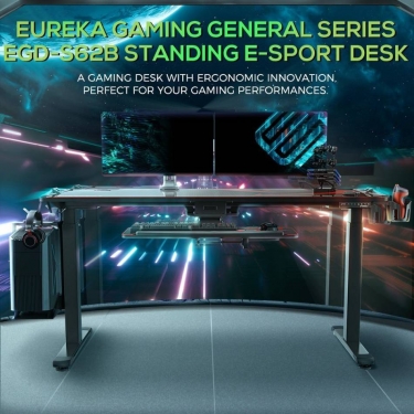 Геймерский стол c электрической регулировкой по высоте Eureka EUREKA ERK-EGD-S62B Черный с RGB