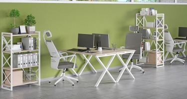 Стол рабочий Рива LOFT VR.L-SRX-1.7 Металл белый Денвер светлый