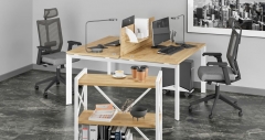 Стол рабочий Рива LOFT VR.L-SRX-1.7 Металл белый Тиквуд светлый