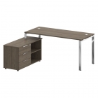 Стол рабочий руководителя с опорной тумбой левый Рива METAL SYSTEM DIRECT БГ.СРТ-4.7 Л Вяз Благородный