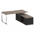 Стол руководителя с опорной греденцией, правый Рива SHIFT SK.SRG-180 R Тиквуд Темный/Антрацит