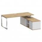 Стол руководителя с опорной греденцией, правый Рива SHIFT SK.SRG-200 R Тиквуд Светлый/Белый Бриллиант