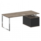 Стол руководителя с опорной тумбой , левый Рива SHIFT SK.SRT-200 L Тиквуд Темный/Антрацит