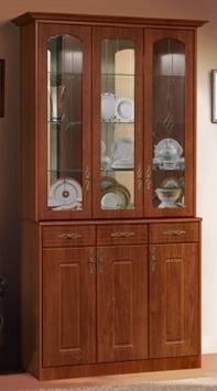 Шкаф для посуды с зеркалами В-9 Венеция МАГ-РИВЕР Орех/Орех Итальянский