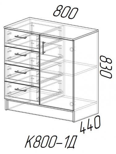 Комод К800-1Д МАГ-РИВЕР Венге/Сосна Лоредо