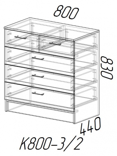 Комод К800-3/2 МАГ-РИВЕР Венге/Сосна Лоредо