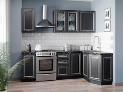 Угловой кухонный гарнитур 2400 Любимый дом Италия 02 Черный Дуб темный