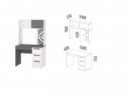 Стол с надстройкой лев/прав Витра Аляска 60