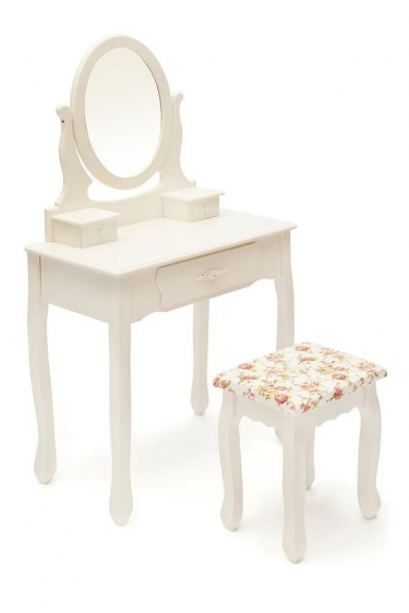 Туалетный столик с зеркалом и табуретом Tetchair Secret De Maison COIFFEUSE mod. HX15-075 дерево павловния, мдф, 70x40x130см / 36x38x44см, butter white слоновая кость