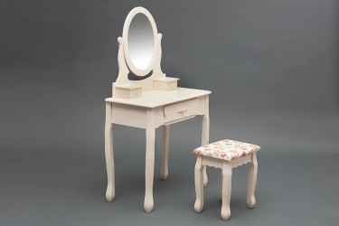 Туалетный столик с зеркалом и табуретом Tetchair Secret De Maison COIFFEUSE mod. HX15-075 дерево павловния, мдф, 70x40x130см / 36x38x44см, butter white слоновая кость