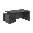 Стол руководителя левый Skyland VELION VCT 1890 L Яшма черный Дуб Сильвер