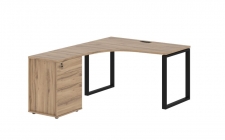 Стол эргономичный с тумбой левый Skyland EDIS EQCET 1318 L Дуб Денвер светлый Черный